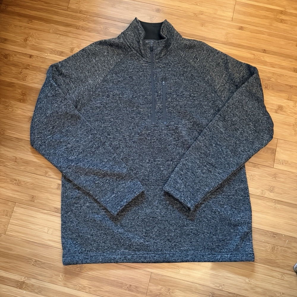 Eddie Bauer Mens Large 1/4 Zip Fleece Pullover Gray Performance Sweater L EUC